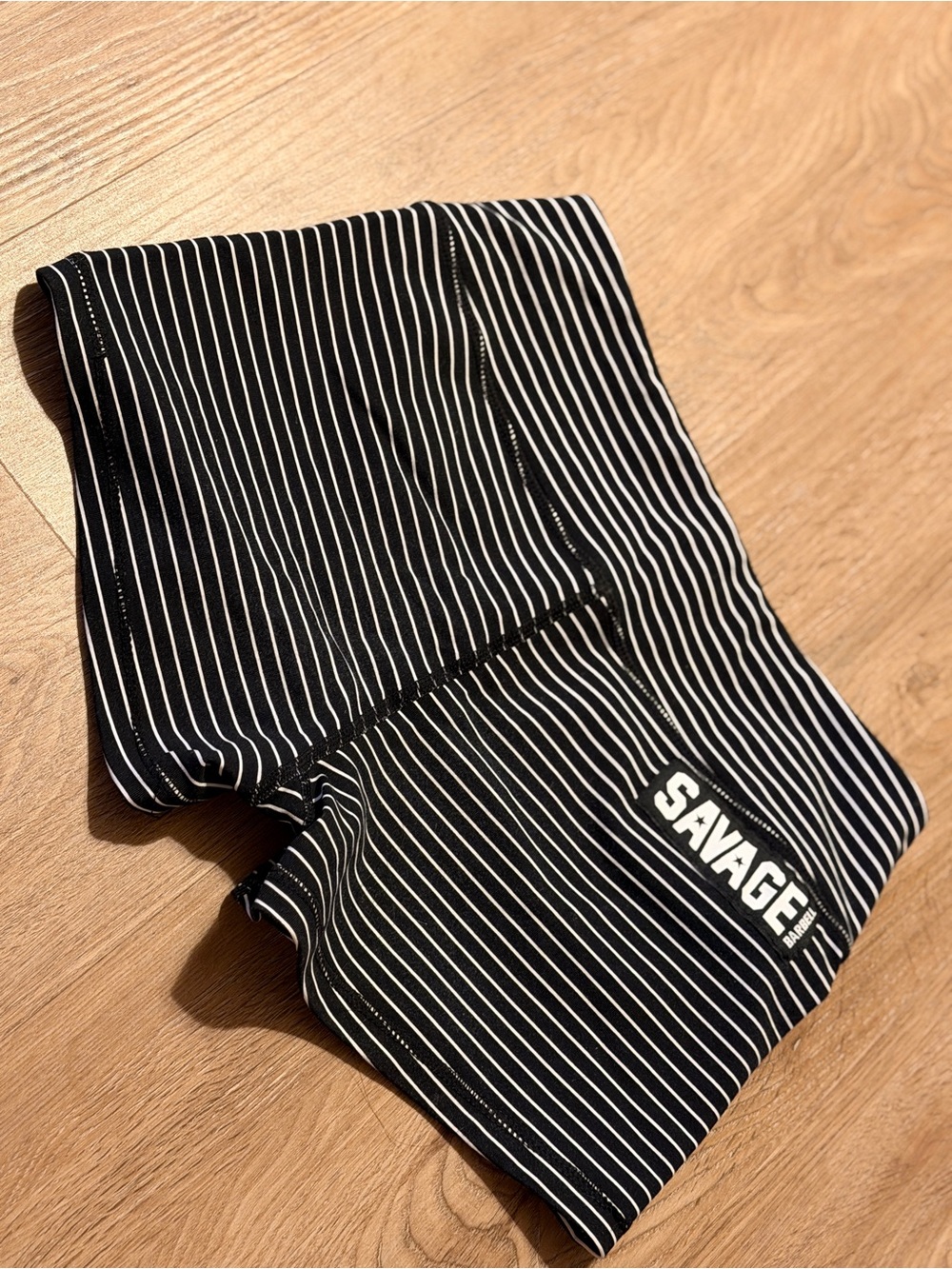 Savage Mini Booty Shorts Black & White Striped Gym CrossFit